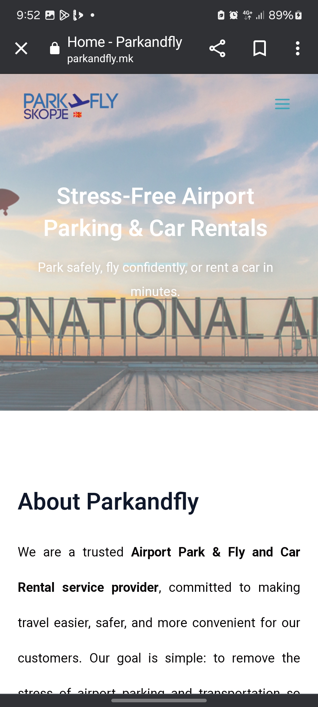 Park and fly website